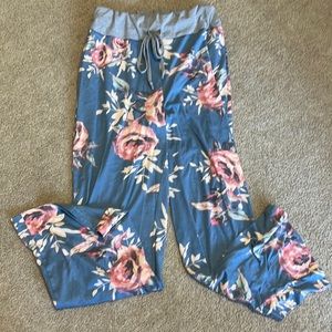 Blue floral pj pants